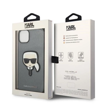 Etui Karl Lagerfeld KLHCP14MSAPKHG pre iPhone 14 Plus 6,7" pevné puzdro Saffiano Karl`s Head Patch