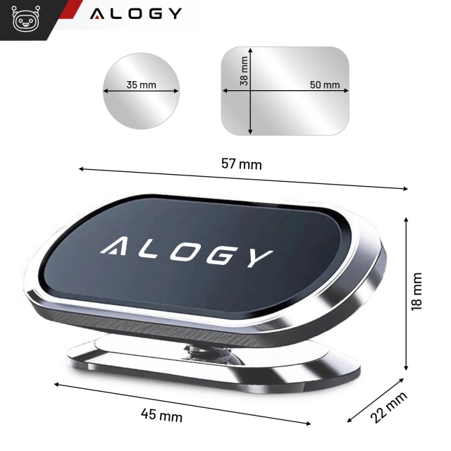 Універсальний автомобільний магнітний автомобільний тримач Alogy для телефону на кокпіт для приладової панелі Чорний