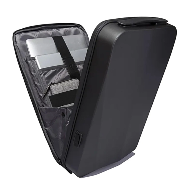 Bange Diebstahlsicherer, wasserdichter Rucksack für 15,6"-Laptops, ideal für Stadtreisen, 46 x 31 x 8 cm, für Arbeit und Flugreisen, für Damen und Herren, mit USB-Anschluss und Zahlenschloss, Schwarz