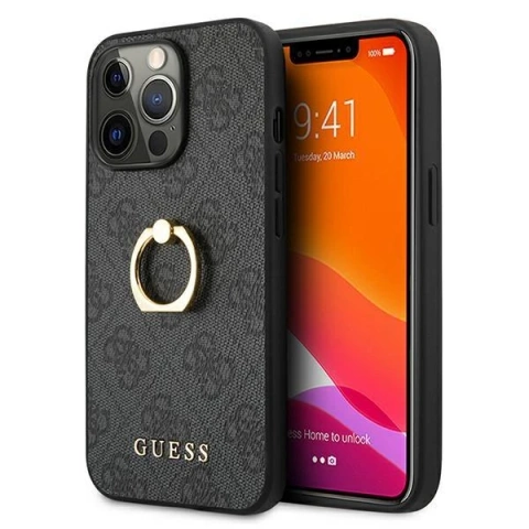 Etui Guess GUHCP13L4GMRGR für Apple iPhone 13 Pro / 13 6,1" szary/grey Hardcase 4G mit Ringständer
