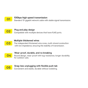 Baseus Speed ​​​​Seven sieťový kábel RJ45 10Gbps 2m čierny (WKJS010301)