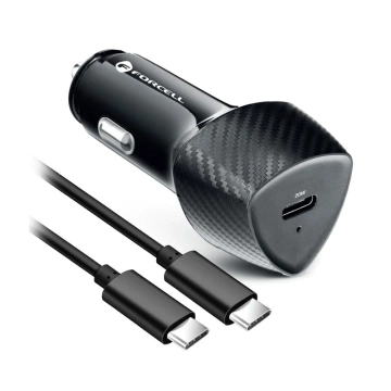 Nabíjačka do auta Forcell Carbon USB-C PD 20W USB-C kábel