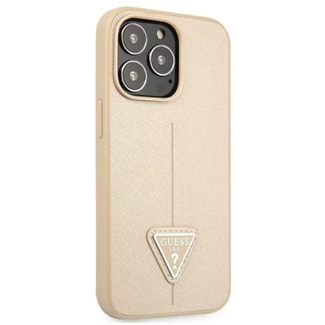 Guess GUHCP13LPSATLE iPhone 13 Pro / 13 6,1" beżowy/бежевий твердий чохол SaffianoTriangle Logo