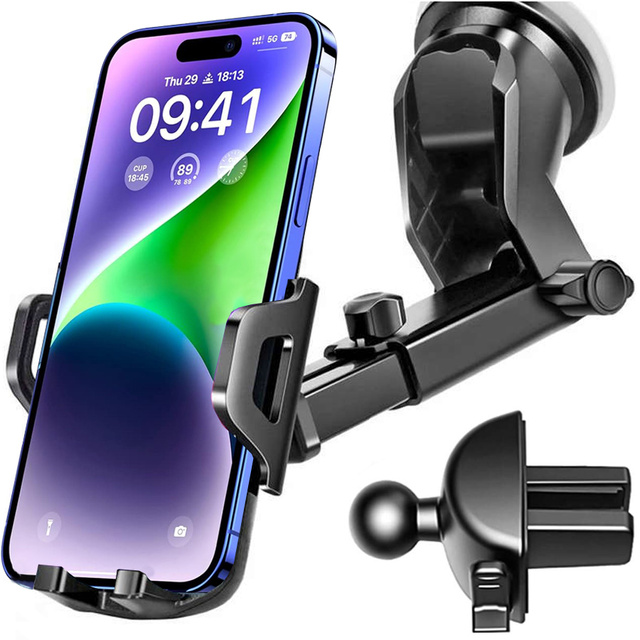 Autotelefonhalter, Fenster, Kühlergrill, Cockpit, Auto-Armaturenbrett, Autogitter, für das Telefon, Schwarz