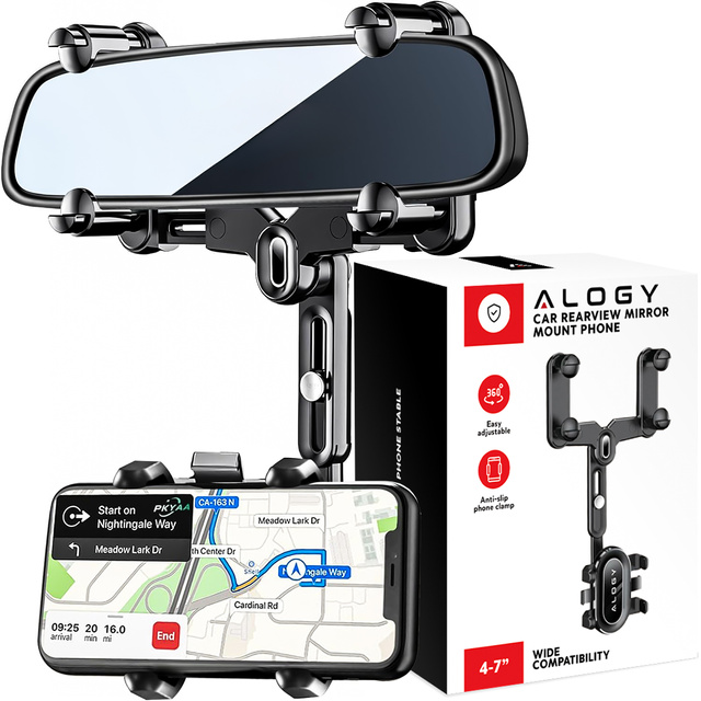 Držák telefonu do auta na zpětné zrcátko do auta Alogy Mirror Car Holder Black