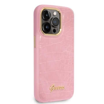 Etui Guess GUHCP14LHGCRHP pro iPhone 14 Pro 6,1" pevný obal Croco Collection