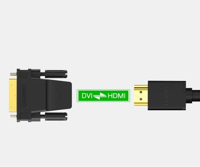 Адаптер UGREEN HDMI (гніздо) - DVI 24 1 (гніздо) FHD 60 Гц чорний (20124)