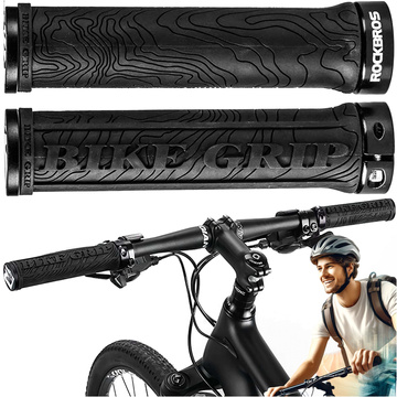 Grips bicycle grips handlebar grips ergonomic for bike Rockbros 2018-14ABK Black [2pcs]
