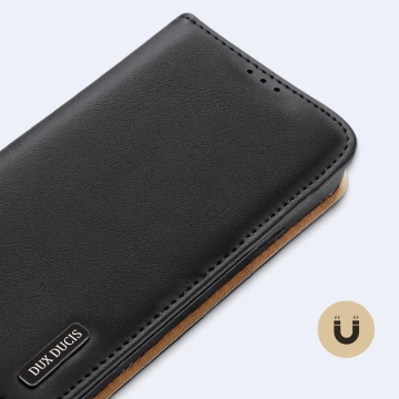 Wallet case with RFID blocking for iPhone 15 Plus Dux Ducis Hivo - brown