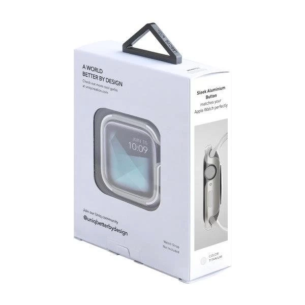 UNIQ etui Valencia Apple Watch Series 4/5/6/SE 40 mm. srebrny/titanové stříbro