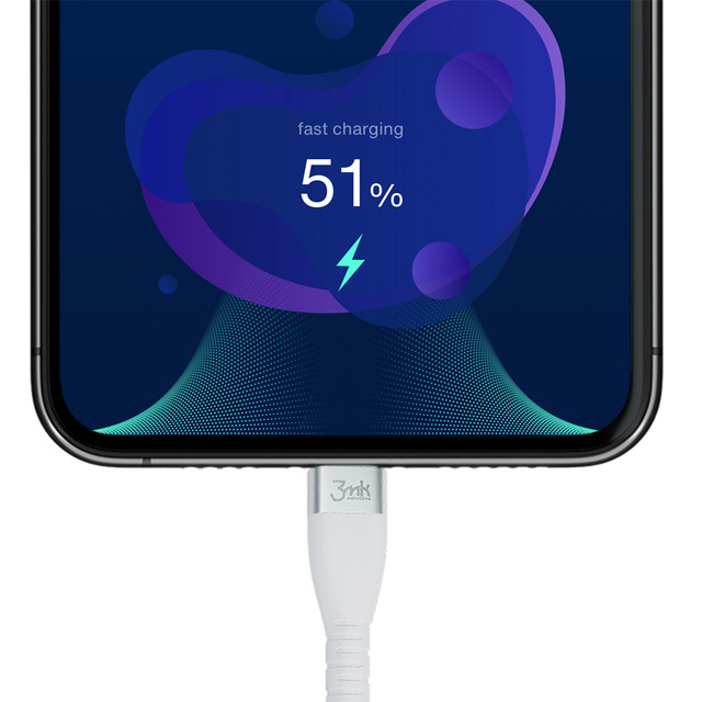 1m 3mk Hyper silikonový kabel kabel USB-C do Lightning 20W 3A MFi bílý