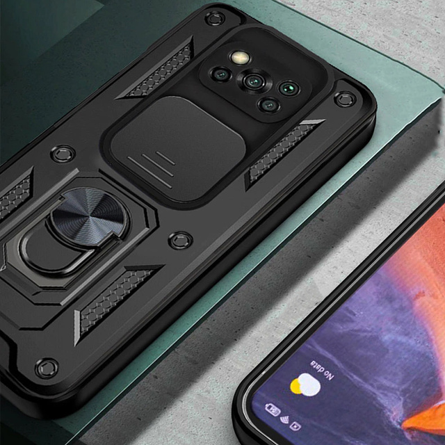 Pouzdro s krytem fotoaparátu Alogy Camshield Stand Ring pro Poco X3 Pro / NFC černé