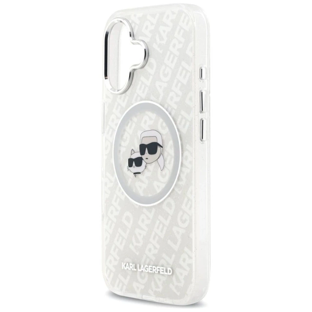 Etui Ochronne do iPhone 17 Karl Lagerfeld IML Glitter K&C Heads MagSafe Szary