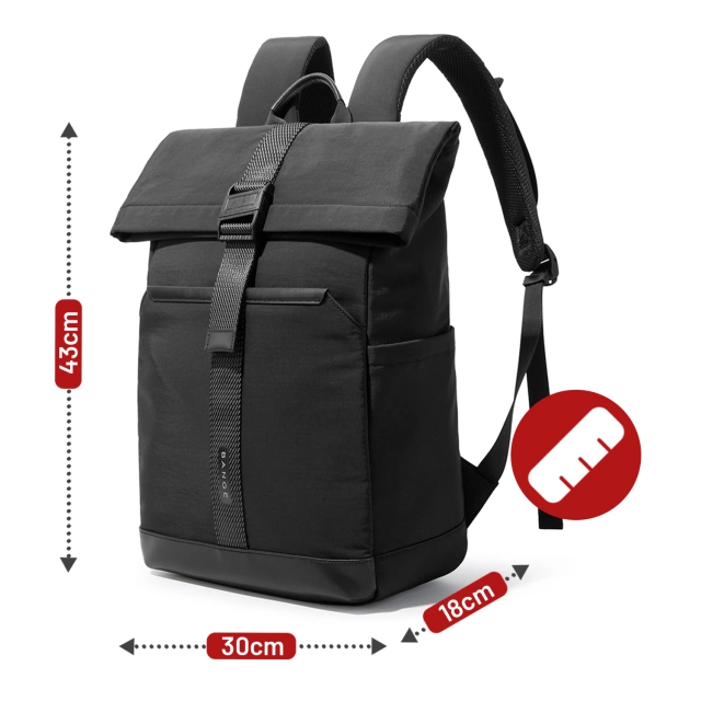 Bange Waterproof Backpack for Laptop 15.6" City Travel 45x30x16 cm for Work Airplane Men's Women's with USB Port Black
