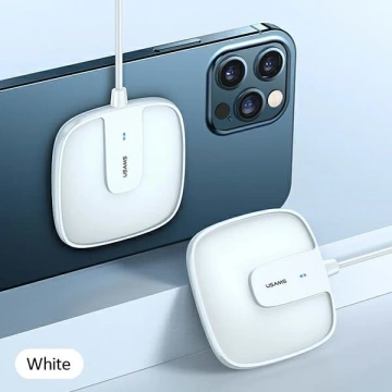 USAMS Indukční nabíječka US-CD159 magnetická W1 15W Extra tenký iPhone řady 12 bílá/bílá CD159DZ02