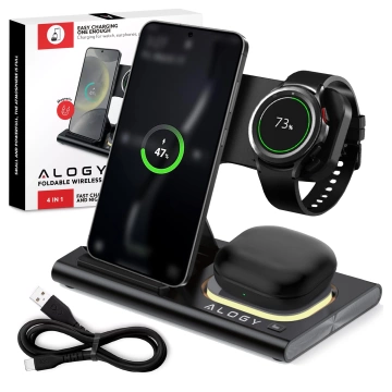 Bezdrátová nabíječka pro Samsung: Bezdrátová nabíjecí stanice 3 v 1 pro Samsung Galaxy Watch 7/6/5/4/3 Pro Classic, Galaxy Buds pro S24 Ultra, S23, S22, S21, S20, Note 20/10, Z Fold
