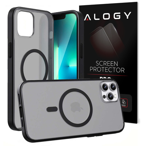 Матовий чохол Alogy MagCase для MagSafe Case with Magnetic Ring для Apple iPhone 12/ 12 Pro Black Glass