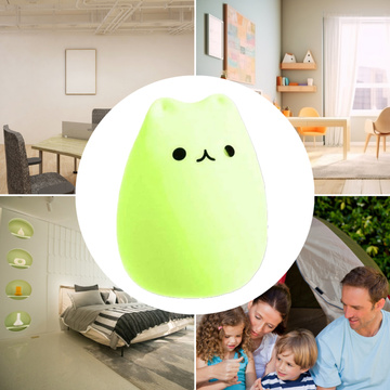 RGB LED noční světlo pro děti kotě kočka USB dobíjecí 16 barev silikonový dotek bílá