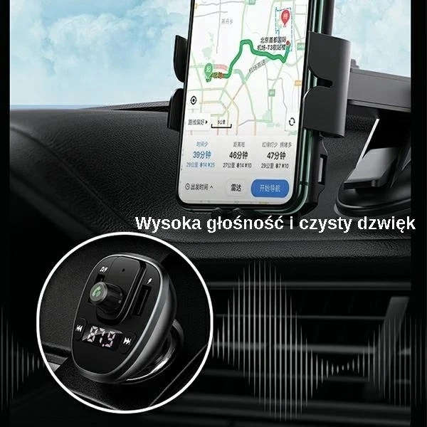 Автомобільний комплект USAMS C21 hands-free з FM-трансмітером, Bluetooth 5.0, MP3, 2xUSB 3.4A CC115GC01 (US-CC115) чорний/чорний