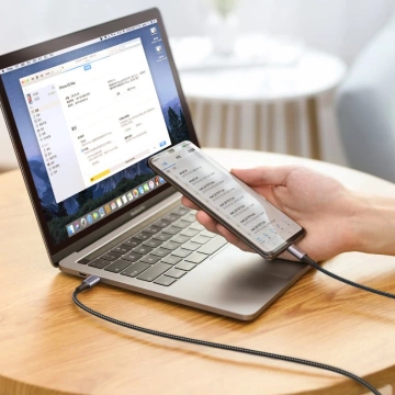 Uzelený kábel USB Typ C - USB Typ C Napájanie 100 W rýchle nabíjanie FCP 5A 3m sivý (90120 US316)