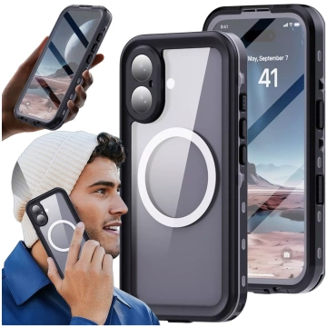 Vodotesné puzdro Alogy HydroArmor™ IP68 s priehľadným chrbtom 360 obrneným puzdrom pre MagSafe pre Apple iPhone 16