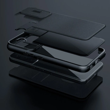 Nillkin Qin Cloth Pro Case Cover pro Samsung Galaxy S23 Flip Cover Kryt fotoaparátu modrý