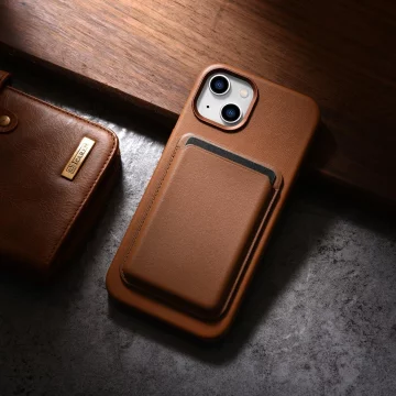 iCarer Case Lederhülle für iPhone 14 Plus braun (kompatibel mit MagSafe)