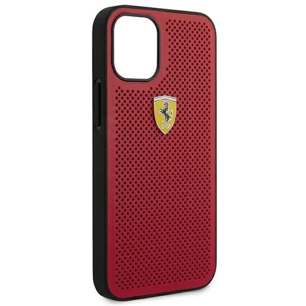Puzdro Ferrari iPhone 12 mini 5,4" červeno/červené pevné puzdro On Track Perforated
