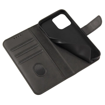 Magnet Phone Case pre iPhone 14 Plus elegantné puzdro s odklápacím krytom a funkciou stojana čierne
