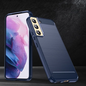 Pouzdro na telefon Carbon Case pro Samsung Galaxy S23 pružný silikonový karbonový kryt modrý