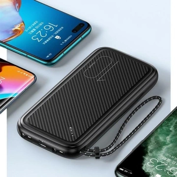 USAMS Powerbank PB56 10000mAh 2xUSB / USB-C / MicroUSB Fast Charge чорний/чорний 10KCD15001 (US-CD150)