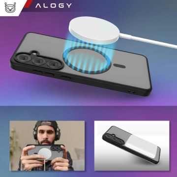 Чохол для Samsung Galaxy S25 Plus, захисний чохол для телефону, матовий чохол Alogy HybridMag™️ для MagSafe, матово-чорний