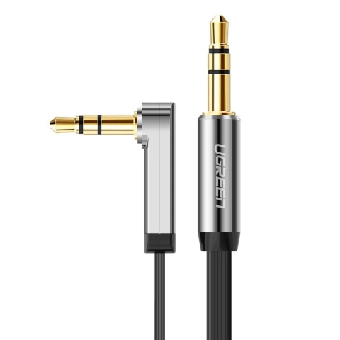 UGREEN kabel plochý úhlový audio kabel AUX 3,5 mm mini jack 0,5 m černý (AV119 10596)