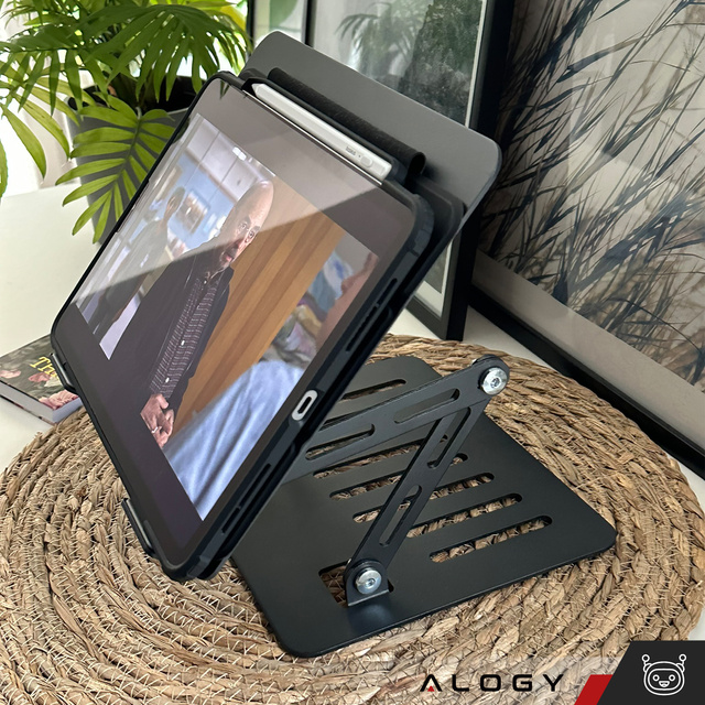 Тримач для ноутбука Macbook Tablet 17" stand stand складаний регульований алюміній для столу 25 x 21.5cm Alogy Graphite