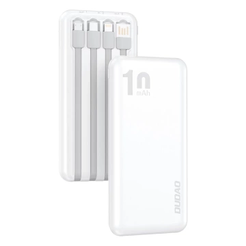 Dudao K6Pro Universal 10000mAh Power Bank s USB kabelem, USB Type C, Lightning white (K6Pro-white)