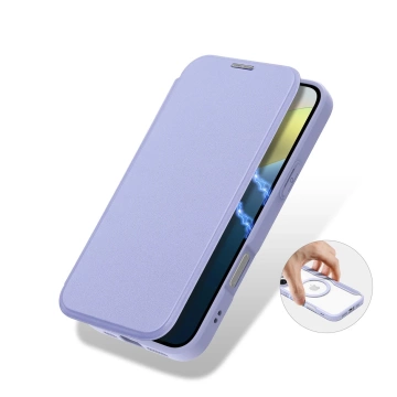 Чохол MagSafe для iPhone 16 Dux Ducis Skin X Pro фіолетового кольору з клапаном