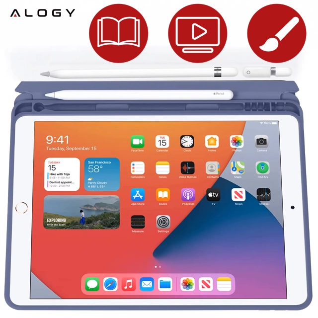 Чохол для Apple iPad 10.2 9 Gen 8/7 2021/2020/2019 Smart Pencil Case Alogy TPU Tablet Cover Blue Glass