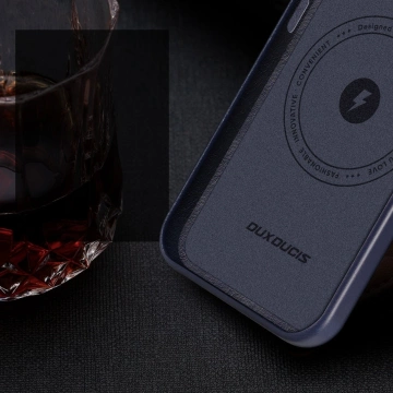 Dux Ducis Naples case Чохол на iPhone 14 magnetic leather MagSafe blue