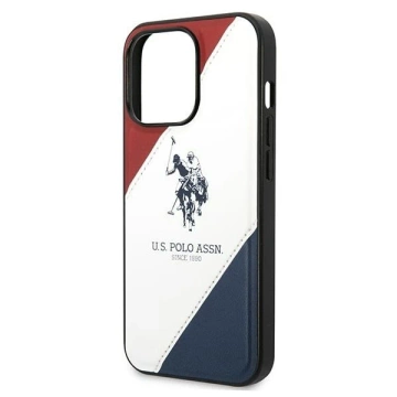 Puzdro na telefón US Polo Tricolor Embossed iPhone 14 Pro 6,1". biela/biela