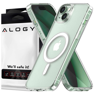 Puzdro na iPhone 15 MagSafe Hybrid Case Cover Shock Clear Alogy Transparent