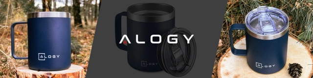 Thermal mug 420ml with handle lid for coffee tea steel cold and warm drinks Alogy navy blue