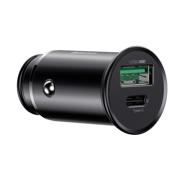 Baseus Circular Metal USB USB-C PD QC4.0 5A 30W autonabíjačka čierna
