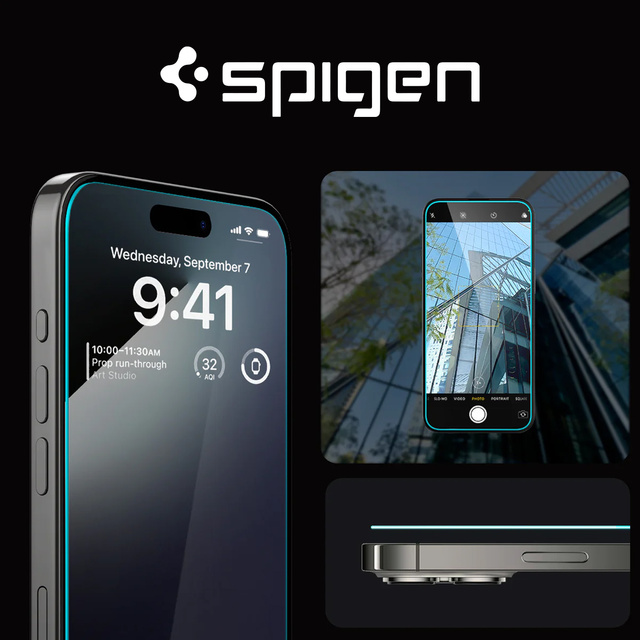 Tvrzené sklo pro iPhone 15 Pro Max Spigen Glas.TR "EZ FIT" Čiré