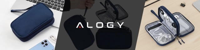 Pouzdro na cestovní doplňky, organizér na kabely, nabíječky, telefon a powerbanku, multifunkční a kompaktní 21 x 12,5 x 5 cm, Alogy TravelPack™ – tmavě modrá