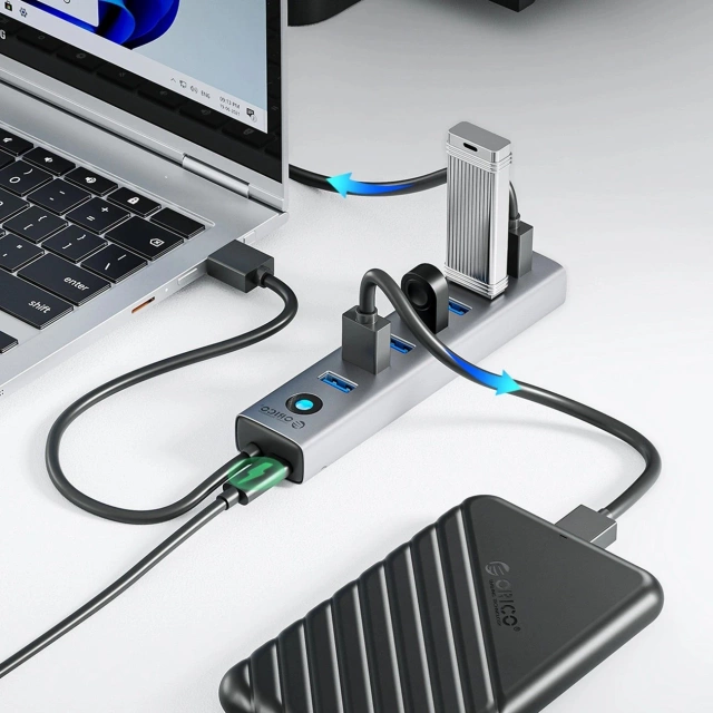 Hub USB 3.0 Orico CL7U-U3 7x USB-A + zasilanie USB-C 5V/3A Szary