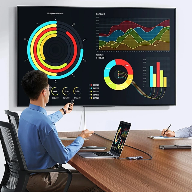 HUB 6in1 Ugreen CM511 USB-C HDMI 3xUSB-A SD TF 5Gb/s 4K Gray