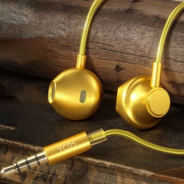 Sluchátka WK Design Sakin Series sluchátka s dálkovým ovládáním a mikrofonem 3,5 mm mini jack zlatý (YC05)