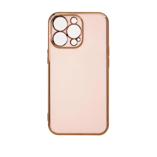 Lighting Color Case pro iPhone 12 Pro růžový gelový kryt se zlatým rámem