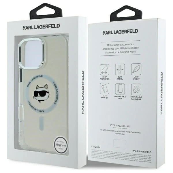 Etui Karl Lagerfeld do iPhone 16 Pro Max 6.9" Biały MagSafe Hardcase IML Metal Choupette Head