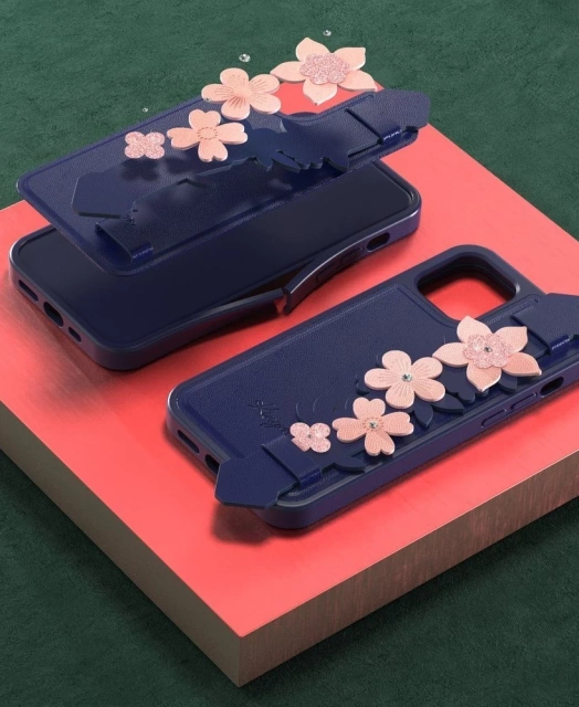 Kingxbar Sweet Series gel case decorated with original Swarovski Crystals with stand iPhone 12 mini green